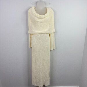 Meshki Marisol Off Shoulder Dress XL Ivory Boucle Sweater Minimalist Elegant